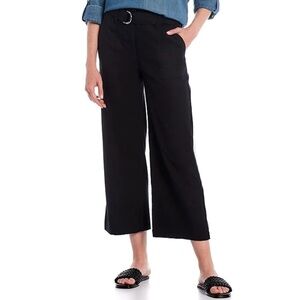 NWT Calvin Klein Solid Twill Wide Leg D Ring Belted Cropped Pants Sz. 14W